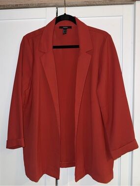 Forever 21 Open-Front Rust Orange Blazer Jacket, Size Large
